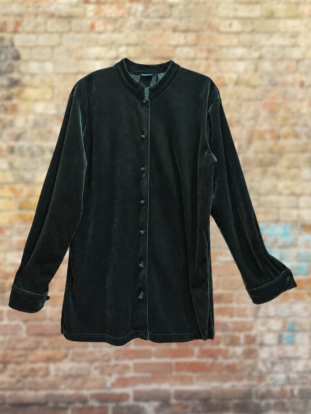 Honors Deep Green Velvet Button Up Tunic - M